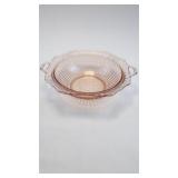 Flowered Pink Depression Glass Bowl