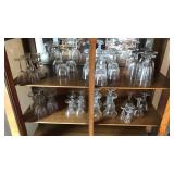 2 Shelves of Stemware Glass & Sunday Dishes