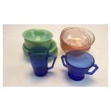 Depression Glassware, Jade, Pink And Blue