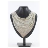 Silver Tone Mesh Bib Necklace