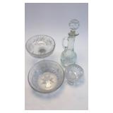 Glassware, Candy Dish, Wine Carafe,& Bowl