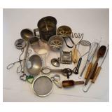 Lot Of Kitchen Utensils, Flour Sifters, Funnels
