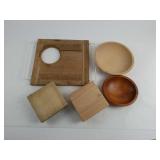 Variety Of  Wooden Bowls,  Serving Tray, Etc.