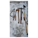 Axe, Pickaxe, Handsaw, Shears, Lawn Shark