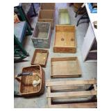 Lot Of  Wooden Boxes & A Basket