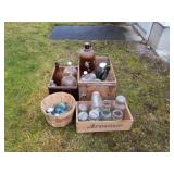 Lot Of  Canning Jars, Glass Lids & Old Bottles