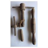 Vintage Carved Wood Screw Press