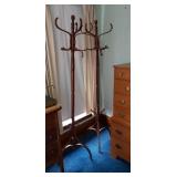 2 Wooden Spinning Coat Racks - Each Has Broken Arm