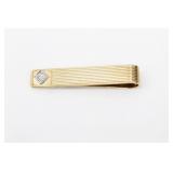 Tiebar - Small Diamond Set In 14k Gold