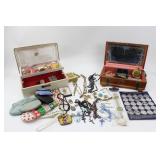 2 Jewelry Boxes & Variety Of Jewelry, Rosaries