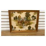 Wood Framed Cloth Deer Picture