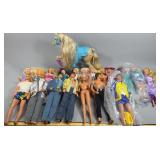 13 Barbie Dolls,6 Ken Dolls w/Horse