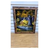Framed Oil Painting on Velvet