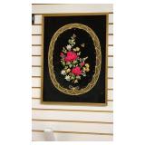 Vintage Embroidered Artwork on Velvet