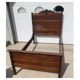Antique Wooden Eastlake Style Oak Bed Frame