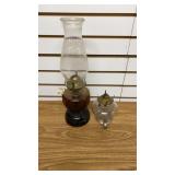 2 Antique Oil Lamps 1 missing Globe