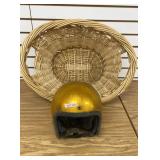 Wicker Basket and Childï¿½s Open Face Helmet