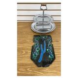 Silver Serving Tray and Slate Stone Painting