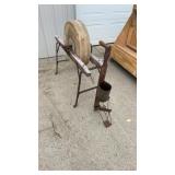 Vintage Grinding Wheel And Corn Planter