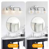 LNC Robb Modern 3-Light Gold Bathroom Vanity Light