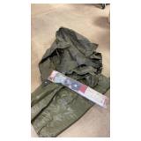2 Rain Ponchos and US Flag with Pole