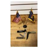 Veteran and U.S. Flag and 2 Jack Knives