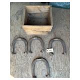 4- Horse Shoes w/ Wood Box