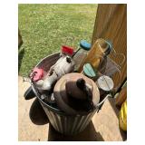 Galvanized Trash Can With Bird Feeders