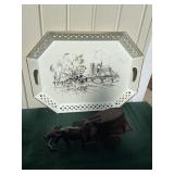 Metal Serving Tray + Wooden Cart +Oxen