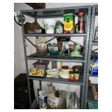 Metal Shelving With Gardening Supplies