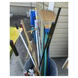 Galvanized Trash Can with cover and Contents