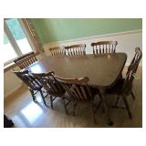 Dining Room Table W/ 8 Arrow Back Chairs, 3 Leaves