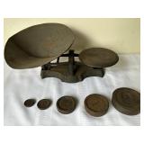Set of Old Scales withTray & Some Weights