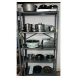 Metal Shelf With Bakeware, Pots + Pans, Crockpot