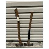 Single and Double Blade Ax With Wooden Handles
