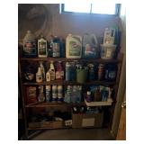 Wood Shelving With Cleaning Supplies