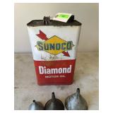 Sunoco 10qt Metal Diamond Oil Can, 3 Mini Funnels