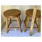 30" Oak Stools, w/ Round Seats