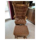 Oak Platform Rocker With Ottoman,