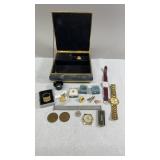 Menï¿½s Tiger Eye Ring, Marble Musical Jewelry Case