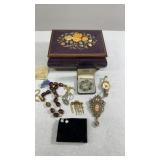 Italy Inlay Music Box With Jewelry