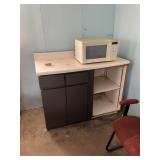 Microwave and Cabinet