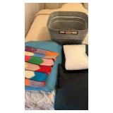 Pillows & Blankets with Galvanized Tub