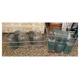 2 Metal Wire Racks & Vintage Mason Jars