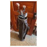 Leather Mac Gregor Golf Bag W/Clubs