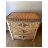 3 Drawer Wicker Dresser With Wooden Drawers