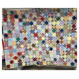 Scrappy Patchwork Quilt 70" x 90" - has a tear