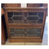 Oak Barrister Bookcase With Beveled Glass 2 Tier