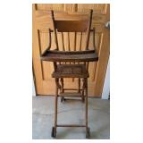 Convertible High Chair Stroller W/Wicker Seat