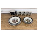 Folkcraft Stoneware White Tail Deer Dish set